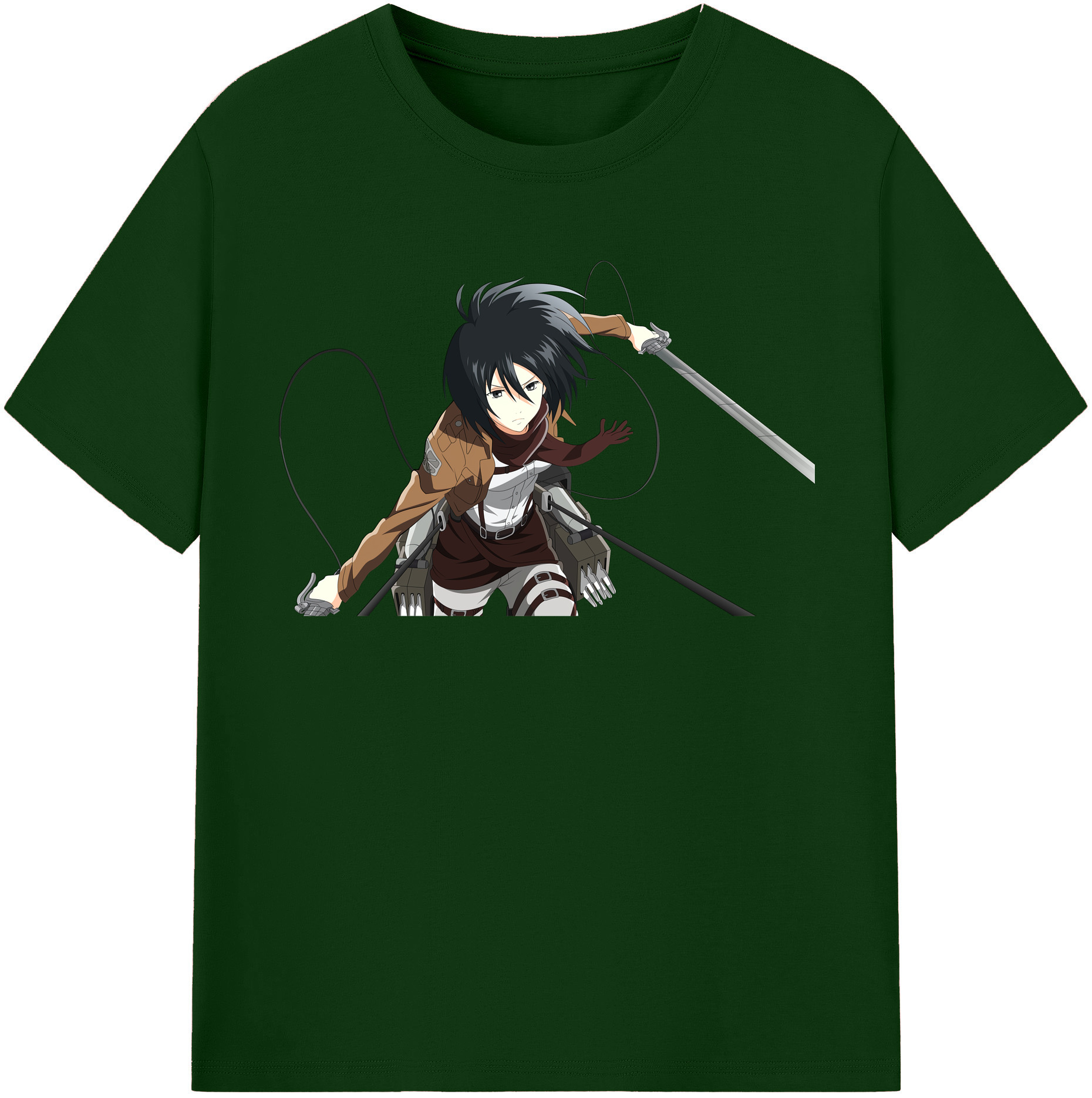 （画像用） 進撃の巨人 ミカサ·アッカーマン Attack on Titan Mikasa Ackerman 綿100％半袖Tシャツ（フロントプリント）